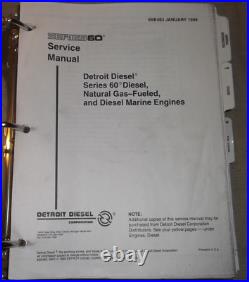 1999 Detroit Diesel Series 60 Engine Service Shop Repair Workshop Manual 6se483