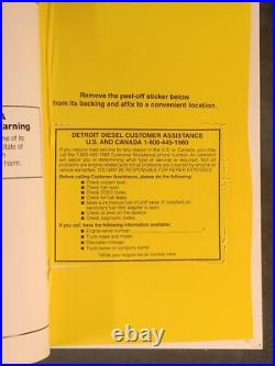 2005 Detroit Diesel Series 60 with Peel Off Info Sticker Engine Operator's Guide
