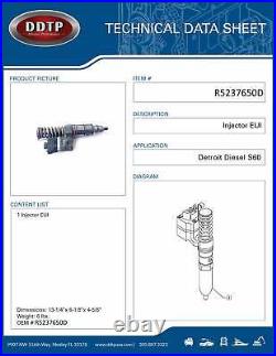 DDTP Reman Injector for Series 60 Detroit Diesel R5237650 ($275+$200 Core Dep.)