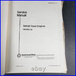 Detroit Diesel Engines Series 92 Service Manual 1977 Edition Book