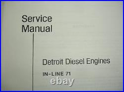 Detroit Diesel Inline In-Line Series 71 Engine Service Shop Repair Manual 1977
