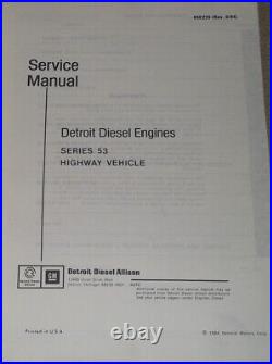 Detroit Diesel Series 53 253 353 453 653 Highway Engine Service Repair Manual