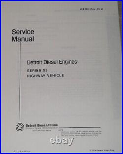 Detroit Diesel Series 53 253 353 453 653 Highway Engine Service Repair Manual