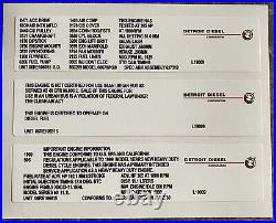 Detroit Diesel Series 60 11.1L Valve Cover ID Tag Set 1999 Manufacture Date
