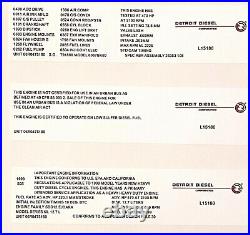 Detroit Diesel Series 60 12.7L 1998 Manufacture Date Data Tag Valve Sticker Set