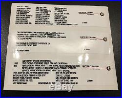 Detroit Diesel Series 60 12.7L Valve Cover ID Tag Set 1998or1999Manufacture Date