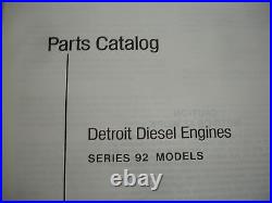 EC Detroit Diesel Series 92 Engines PARTS CATALOG Book Service Shop Manual OEM