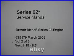 NEW Detroit Diesel Series 92 Engines Factory Service Shop O'haul Manual 3VOL Set