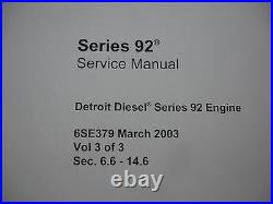 NEW Detroit Diesel Series 92 Engines Factory Service Shop O'haul Manual 3VOL Set