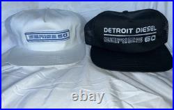 Set 2 RARE VTG Detroit Diesel Series 60 Mesh Sides Trucker Hat Cap Black White