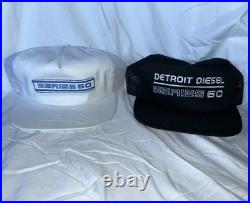 Set 2 RARE VTG Detroit Diesel Series 60 Mesh Sides Trucker Hat Cap Black White