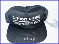 Set 2 RARE VTG Detroit Diesel Series 60 Mesh Sides Trucker Hat Cap Black White